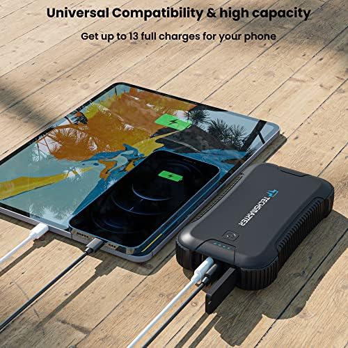 Ultimate TECHSMARTER 30000 m Ah Waterproof Rugged Power Bank with 20 W USB-C Fast Charging & Built-in Flashlight – Perfect Outdoor Companion for All Weather Adventures, Ensuring Unmatched Device Compatibility and Reliability