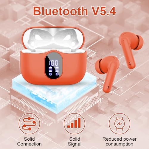 Btootos Ultra-Durable Bluetooth 5.4 Wireless Earbuds – Immersive Bass Sound with Noise-Cancelling Mic, IP7 Waterproof Design for Active Lifestyles, 36-Hour Playtime with LED Battery Display, Bold Yellow for a Striking Audio Experience