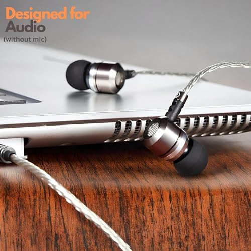 Sephia SP3060 Wired Earbuds – Premium HD Bass Sound, Lightweight Aluminum Design, Customizable Fit with S/M/L Tips, Noise Isolation, Tangle-Free 3.5 mm Cable & Protective Case – Ideal for Music Lovers and On-the-Go Listening