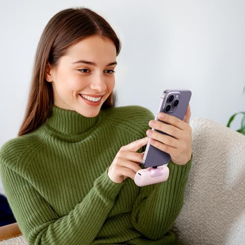 Compact Pink i WALK 5500 m Ah Power Bank – Ultra-Fast 22.5 W USB-C Charger for i Phone 16/15, Samsung Galaxy S25/S24/S23, i Pad – Lightweight Portable Battery for On-the-Go Charging and Enhanced Compatibility