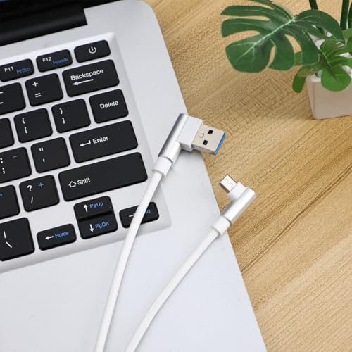 90-Degree USB Micro Cable – 1 m Nylon Braided Right Angle Charger for Universal Phones – Fast 2.4 A Data Transmission – Durable & Tangle-Free Connectivity Solution for Enhanced Performance