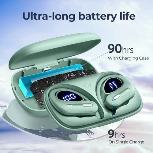 Ultimate Bluetooth 5.3 Wireless Earbuds with Cutting-Edge Active Noise Cancelling – 90 Hours of Playtime for All-Day Listening – IPX7 Waterproof for Ultimate Durability – Ergonomic Design for Secure Comfort – Ideal for Audiophiles and Active Lifestyles Seeking Premium Sound and Hands-Free Calling Solutions