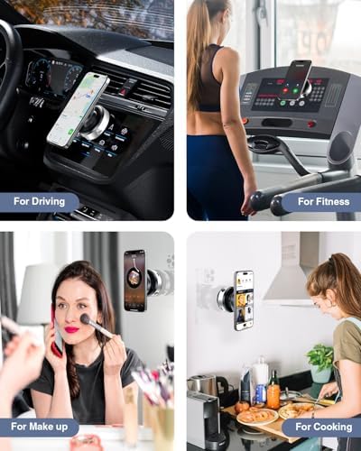Electric Magnetic Car Phone Holder, 360 Rotation Vacuum Suction Cellphone Mount Foldable Car Mount Stand for iPhone12-16,Mirror/Glass/Screen/Smooth Surface (Not Charge Phone) – Enhanced Compatibility and Speed