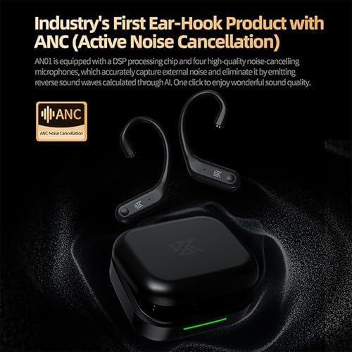 Elevate Your Audio Experience: CCA KZ AN01 Wireless IEM Bluetooth Adapter with Active Noise Cancellation, Bluetooth 5.4 Connectivity, 40-Hour Battery Life & Ergonomic Earhook for Athletes & Music Lovers – Compatible with KZ ZS10 PRO, ZSN Pro X, AS16 PRO X & More