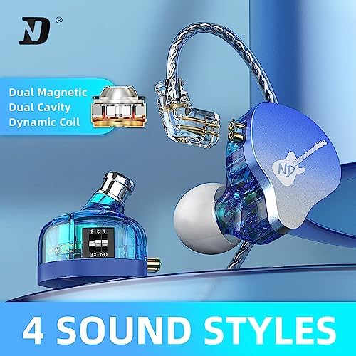 ND-DD3 Hi-Fi Adjustable Dual Magnetic Earphones – Premium Customizable In-Ear Monitors with 4 Sound Profiles, Detachable 2-Pin Cable, Integrated Microphone, and Superior Audio Quality for Discerning Audiophiles – Sleek Black Wired Headphones for Everyday Comfort and Versatility