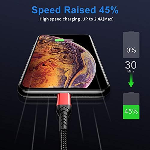 Ultimate 10 FT Apple MFi Certified i Phone Charger Cable – Fast Charging 3 Pack USB A Cable, Extra-Long, Durable Design for i Phone XS Max/XS/XR/X/8/7/6 S/6/Plus/SE/i Pad – Enhanced Compatibility, Flexibility, and Reliability in Striking Red