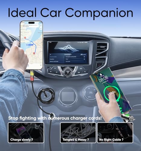 MAGIC JOHN 240W 4 in 1 Charging Cable, 4FT USB C to Lightning Cable [MFi Certified], Multi Chargers for All Devices, Chubby USB A/C to C/Lightning with Light for iPhone/MacBook/iPad/Samsung/Switch 2 – Enhanced Compatibility and Speed