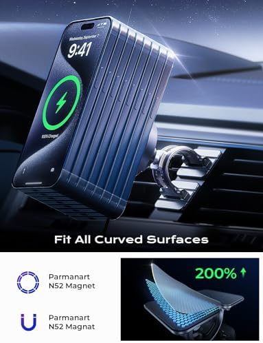 LISEN 15 W Qi2 Magnetic Car Charger – Rapid Wireless Charging Mount for i Phone 16, 15, 14, 13, 12 & Samsung Mag Safe Devices – Effortless Installation and Secure Grip for Safe Driving Navigation – Ultimate Hands-Free Companion for Road Warriors