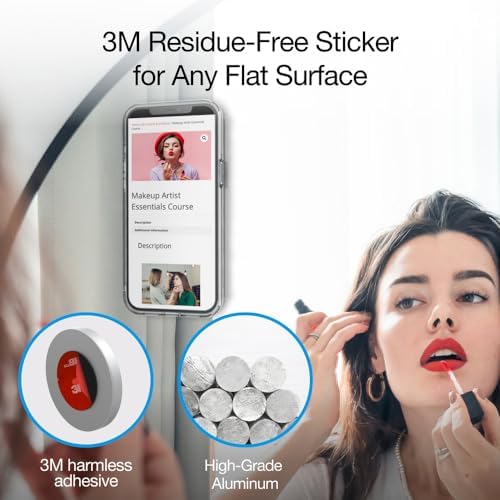 Just Mobile AluDisc Mini Magnetic Aluminum Wall/Mirror/Table/Treadmills/Cross-Trainer Mount Strong Magnet for iPhone/Galaxy and All Smartphones, 2-Pack (ST-500SI) – Enhanced Compatibility and Speed