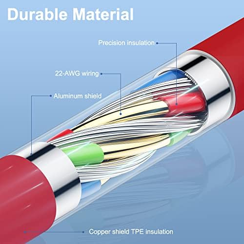 3 Pack of 10-Foot Apple MFi Certified Lightning Cables – Durable USB Charger for i Phone Models 14, 13, 12 Pro/Pro Max, XR, X, 8, 7, 6, 5 Plus, SE – Fast Charging & Extended Reach for Home and Office Use