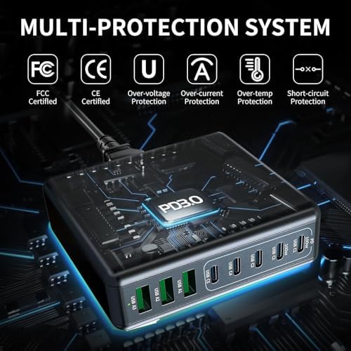 Maximize Charging Efficiency with the 360 W USB C 8-Port Fast Charging Hub – High-Speed Ga N III Technology for Mac Book, DELL, i Pad, i Phone 16/15, and Galaxy Devices – Compact Power Delivery Adapter for Home, Office, and Travel Use – Ultimate Compatibility and Performance