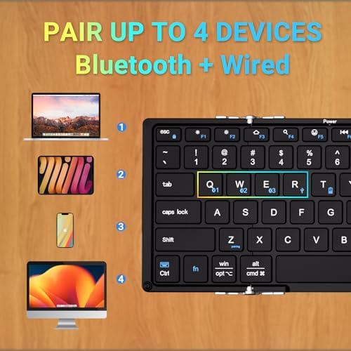 Revolutionize Your Mobile Typing Experience with the i Clever BK05 S Foldable Bluetooth Keyboard – Ultra-Portable Wireless Design, USB-C Rechargeable, Multi-Device Connectivity for Laptops, Tablets, and Smartphones – Perfect for Travel and Enhanced Productivity
