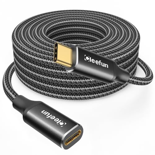 CLEEFUN 10 ft USB C Extension Cable – Unlock 100 W Fast Charging & 5 Gbps Data Transfer with Stunning 4 K Video Sync for Laptops, Tablets, and Phones – Premium Compatibility & Durable Design for Enhanced Connectivity Experience