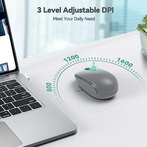 TECKNET 2.4 GHz Wireless Mouse – Ultra-Quiet & Portable Computer Companion with Adjustable DPI, USB Receiver, and Ergonomic Design for Seamless Use Across Chromebook, Laptop, PC & Mac – Enhance Productivity Effortlessly