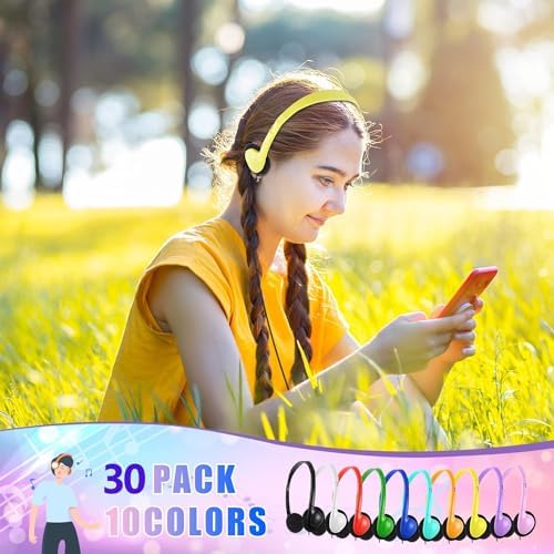 Vibrant 20-Pack Adjustable Classroom Headphones – Premium Wired Earphones for Enhanced Learning Engagement | Ideal for Schools, Libraries & Home Use | Durable, Comfortable Fit in a Colorful Variety for All Ages