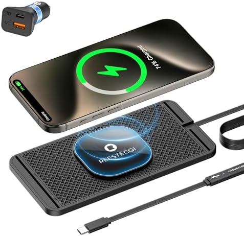 Revolutionize Your On-the-Go Charging with the REESTECQI 15 W Magnetic Wireless Car Charger Pad – Fast, Secure, and Compatible with i Phone 12-16 & Air Pods, Featuring Non-Slip Design and 40 W Car Charger for Ultimate Convenience and Efficiency