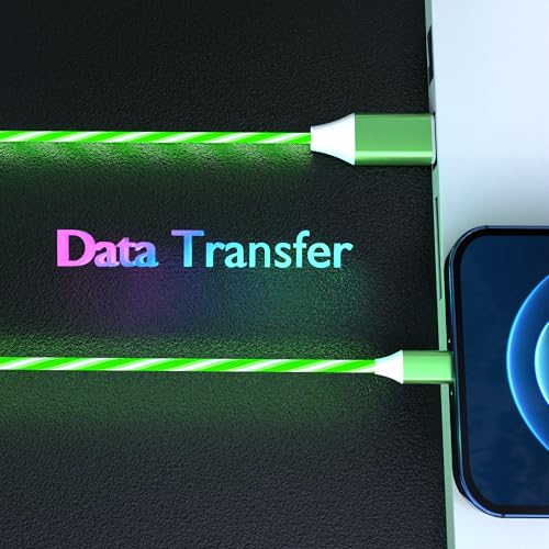 Illuminate Your Charging: 2-Pack LED USB A to C Charger Cable – Vibrant Light-Up Type C Cord for i Phone 15, Samsung Galaxy S21/S20/S10/S9/S8, Note 20, LG V30/V20/G6 – 78-Inch Durable Fast Charging Solution in Purple & Green