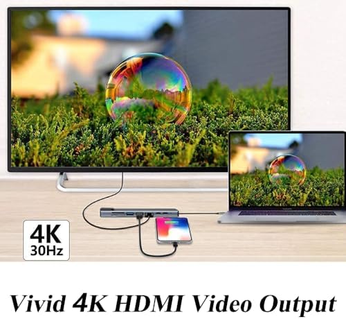 8-in-1 USB C Adapter for Ultimate Connectivity – Experience 4 K HDMI Output, Rapid Device Charging, Reliable Ethernet Connection, and SD/TF Card Reader – Versatile Multi-Port Hub for Enhanced Productivity with Laptops, Mice, and Keyboards – Compact, Durable Design for On-the-Go Professionals