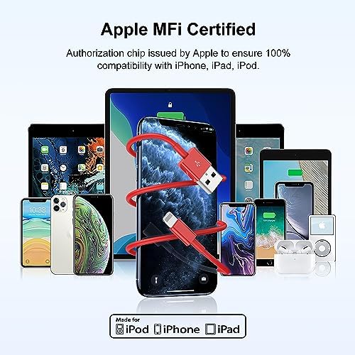 Premium 3-Pack Apple MFi Certified Lightning to USB Charging Cables – 3 ft Fast Charge Cords for i Phone 14 Pro Max, 13 Pro Max, 12 Mini, and More – Durable, High-Performance Design for Seamless Connectivity and Versatile Use at Home, Office, or On-the-Go