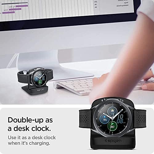 Spigen S352 Galaxy Watch Stand – Premium Charging Solution for Galaxy Watch FE, 4, 4 Classic, 3, and Active – Sleek Black Design for Enhanced Usability and Stability
