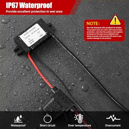 Rugged IP67 Waterproof USB Charging Hub – High-Efficiency DC-DC Converter for Trucks, Off-Grid Solar Systems, and Marine Use – 10-90 V to 5 V 3 A (15 W) Power Supply for Extreme Conditions – Durable, Dustproof, and Shock-Resistant for Reliable Charging Anytime, Anywhere