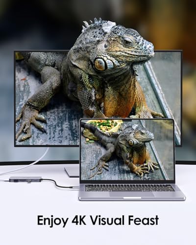 Unleash Your Mac’s Potential with the LENTION USB C Hub – 4 K HDMI, Triple USB 3.0 Ports & Dual SD/Micro SD Readers for Effortless Connectivity and High-Speed Transfers – Perfect for 2023-2016 Mac Book Pro, New Mac Air & Surface Devices – Space Gray Design for Ultimate Style and Portability