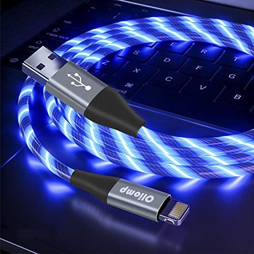 Illuminate Your Charging Experience: MFi Certified 6 ft LED Light Up Lightning Cable for i Phone 14/13/12/11/11 Pro/Max/XS/XR/X/6/7/8 – Fast Charging & High-Speed Data Sync in Vibrant Purple – Optimal Durability & Enhanced Compatibility for Effortless Connectivity
