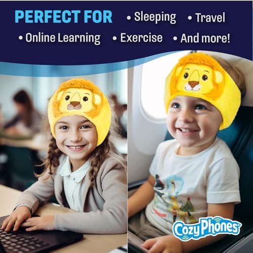 Cozy Lion Design Kids Headphones: Safe Volume-Limited Audio for Happy Little Ears – Soft Fleece Comfort for Travel, School & Home Use – Lightweight, High-Quality Sound for Toddlers and Children