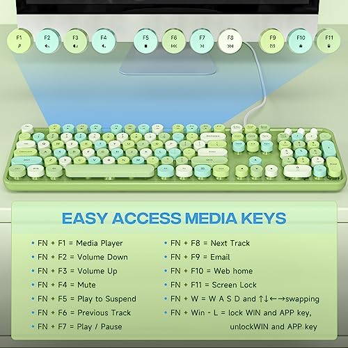 Experience Ultimate Clarity with the Large Print Wired Office Keyboard – 104 Full-Sized Typewriter Keys for Enhanced Visibility, Ergonomic Design, and Instant USB Plug & Play Compatibility for Windows and PCs – Perfect for Home and Office Use