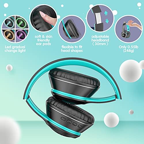 Vibrant Purple Kids Bluetooth Headphones – Safe Listening with Colorful LED Lights, Ultra-Comfort Earpads, Built-in Microphone, and Travel-Friendly Foldable Design for School & Adventure – Perfect for Online Learning and Playtime