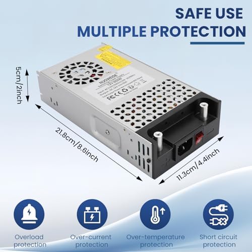 High-Efficiency 110 V AC to 12 V DC Power Supply Converter – 50 A 600 W Transformer Ideal for RVs, Pumps, LED Strips & LCD Monitors – Reliable Performance with Advanced Safety Features and Versatile Compatibility
