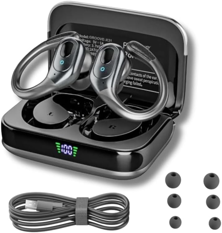 Unleash Your Sound Potential with Groove Bluetooth Earbuds – Exceptional High-Fidelity Audio, Ergonomic Comfort, and 20-Hour Playtime – Cutting-Edge Bluetooth 5.0 for Effortless Pairing – Waterproof and Sweatproof Design for Athletes and On-the-Go Music Lovers – Must-Have Wireless Earbuds for Ultimate Listening Experience in Any Environment