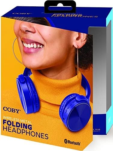 Coby Ultra-Portable High-Fidelity Bluetooth Over-Ear Headphones – Stylish Blue Design with 10-Hour Battery Life for Optimal Comfort and Wireless Freedom, Perfect for Music Lovers on the Go