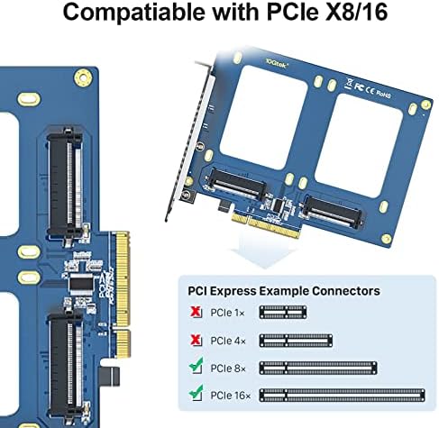 Unlock Unmatched Data Storage with the 10 GTEK PCIe 3.0 x8 Dual U.2 NVMe SSD Adapter Card – Optimize Performance for Servers, NAS & Desktops with Effortless Integration and High-Speed Transfers for Gaming, Video Editing, and Data Management