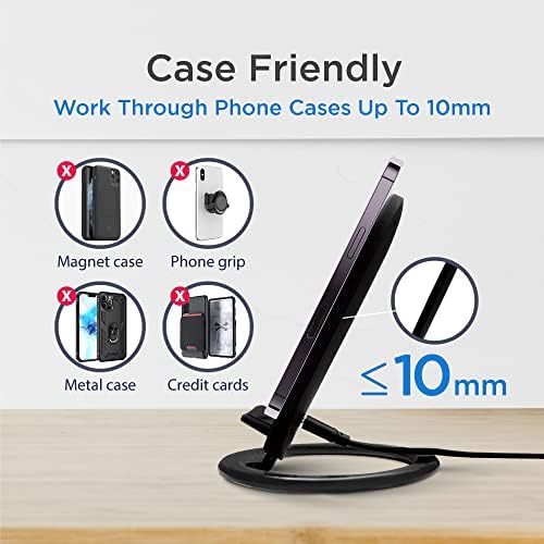 Gigastone 10 W Fast Wireless Charging Station – Dual Coil Charger for i Phone 14/13/12/11/Pro/Max/X/Xs/XR/8/8 Plus & Qi-Compatible Android Devices – Sleek Non-Slip Stand for Effortless Home or Office Charging Solutions