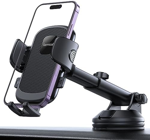 Lamicall 360° Adjustable Car Phone Holder with Military-Grade Suction Cup – Secure Smartphone Mount for i Phone 16 & Galaxy Models – Effortless Quick-Release Design for Safe Driving and Optimal Viewing Angles in Any Vehicle