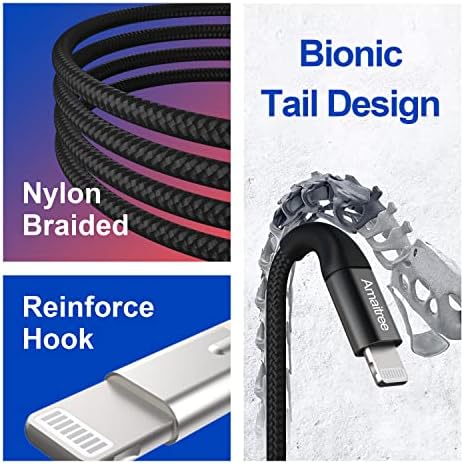 Experience Unmatched Charging Efficiency with the 4 Ft USB C to Lightning Cable – Apple MFi Certified – 2-Pack Fast Charging Braided Cables for i Phone 14, 13, 12, 11, XS, XR, 8 – Durable Woven Design in Sleek Black – Perfect for Home, Travel, and Car Play – Enhanced Durability and Rapid Power Delivery