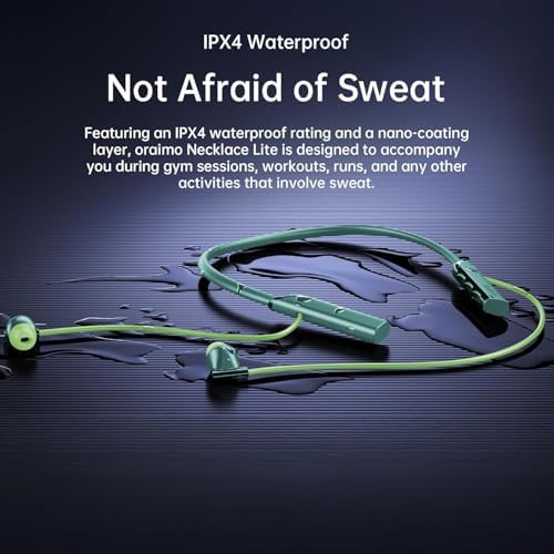 Oraimo Neck Lite Wireless Neckband Earbuds – Ultra-Lightweight Design with Deep Bass, IPX4 Waterproof Rating, and 30-Hour Playtime for Uninterrupted Music Enjoyment – Built-in Microphone for Hands-Free Calls and Magnetic Storage for Seamless Portability