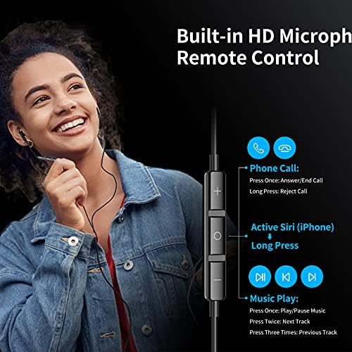 Premium Wired Earbuds with Microphone – Hi-Fi Stereo In-Ear Headphones for Powerful Bass & Crystal Clear Audio – Compatible with i Phone, Android & Most 3.5 mm Devices (Blue) – Ergonomically Designed for Comfort and Enhanced Daily Listening Experience