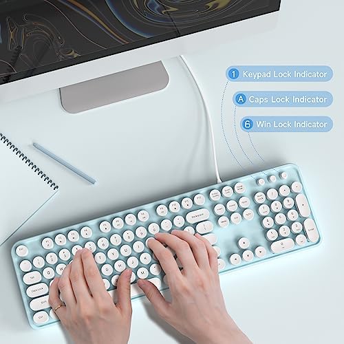 Illuminate Your Workspace with the Large Print Backlit Keyboard – Ergonomic USB Wired Multimedia Keyboard with Rainbow LED Lighting for Enhanced Comfort and Visibility on Windows PCs & Laptops
