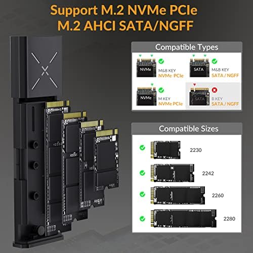 i Dsonix High-Speed M.2 NVMe Enclosure Adapter with Heavy-Duty Protector – 10 Gbps USB C SSD Converter for M.2 PCIe & AHCI SATA – Ultimate Portable Storage Solution with Enhanced Durability and Rapid Data Transfer Efficiency