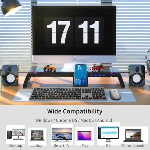 Ultra-Slim 2.4 G Wireless Keyboard with Numeric Keypad – Silent Ergonomic Design for Effortless Typing on PC & Mac, Plug-and-Play USB Receiver, Scissor Switch Technology for Enhanced Comfort and Speed