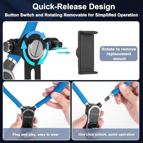 Magnetic Neck Phone Holder – 4-in-1 Hands-Free Mount for i Phone, Android, and Go Pro – Enhanced POV & Vlog Recording Accessory with Adjustable Comfort Neckband – Lightweight & Travel-Friendly Design for Effortless Content Creation – Ideal for Adventurers and Creators