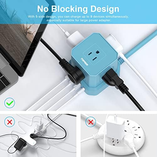 TOPREK 10 FT Power Strip with USB-C Fast Charging (3.0 A) – 5 AC Outlets & 4 USB Ports Surge Protector for Home, Office & Travel – Compact Desk Charging Station with Enhanced Surge Protection (700 J) for All Devices