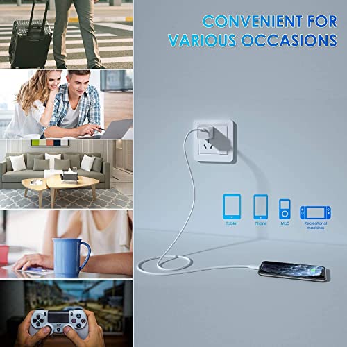 Premium 6 FT Apple MFi Certified Lightning Cable Duo – High-Speed i Phone Charger Cord with USB Wall Adapter for Effortless Charging of i Phone 14/13/12/11/SE 2022/8/7/XS/XR/X & i Pad – Durable, Tangle-Free Design for Optimal Convenience and Versatile Use