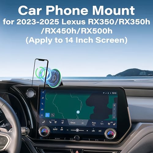 Car Phone Holder for 2023 2024 2025 Lexus RX350/RX350h/RX450h/RX500h Accessories Apply to 14 Inch Touch Screen15W Fast Wireless Charger Screen Fixed Clip Cell Phone Mount – Enhanced Compatibility and Speed