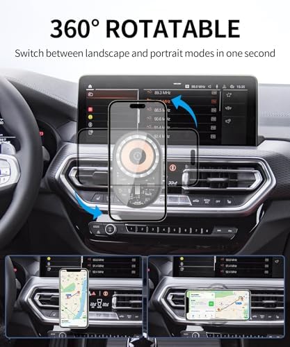 Premium Wireless Charging Car Phone Holder for BMW X3 (2022-2024) & X4 (2022-2025) – Sleek 360° Rotating Navigation Mount with Fast Charging Technology for Enhanced Driving Convenience and Style