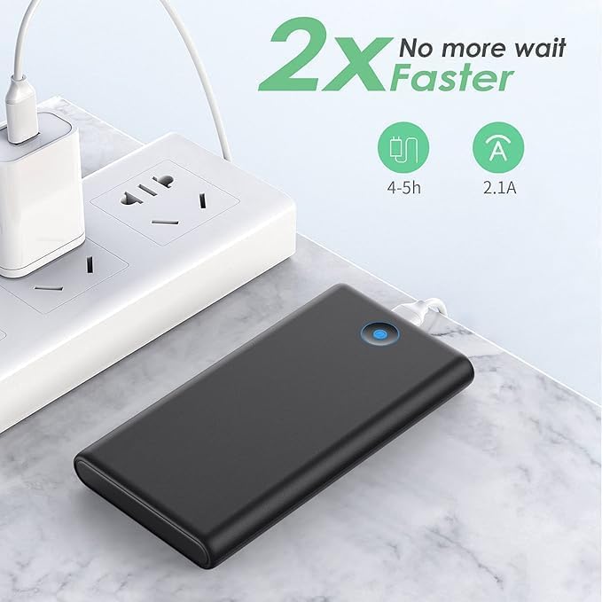 Ultra-Slim 20,000 m Ah Power Bank Duo – Fast Charging Portable Charger with Dual USB Outputs for i Phone 16/15/14/13/12/X and Samsung S24/S23 – Lightweight External Battery Pack for On-the-Go Power Solutions