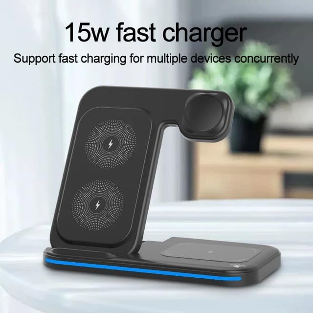 Ultimate 3-in-1 Wireless Charging Station for i Phone, Samsung, Apple Watch & Air Pods – Fast Charge Dock with Minimalist Design – Versatile Universal Compatibility for Home & Office Use – Safe, Efficient Power-Up Solution
