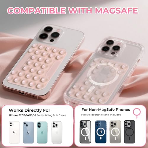 Mag Safe Suction Mount for i Phone 12-16 Series | Premium Silicone Phone Holder with Magnetic Grip | Hands-Free Video Recording and Streaming | Transparent Design for Seamless Integration | Ideal for Tik Tok and Instagram Content Creation